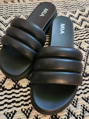 MIA Black Chunky Slide Sandals